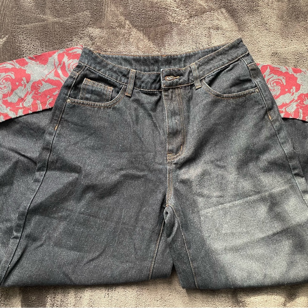 M cider printed jeans